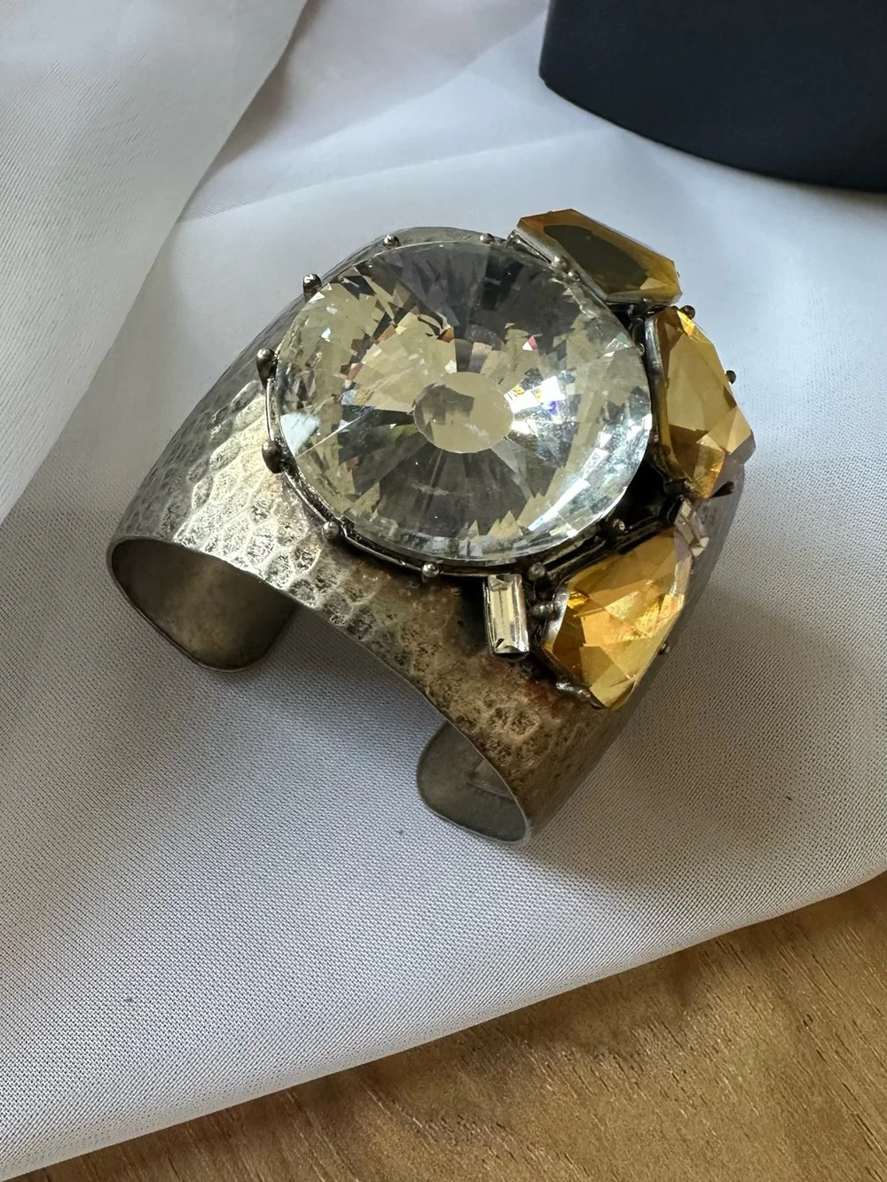 Vintage Gerard Yosca Statement Cuff Bracelet - Silver-Tone